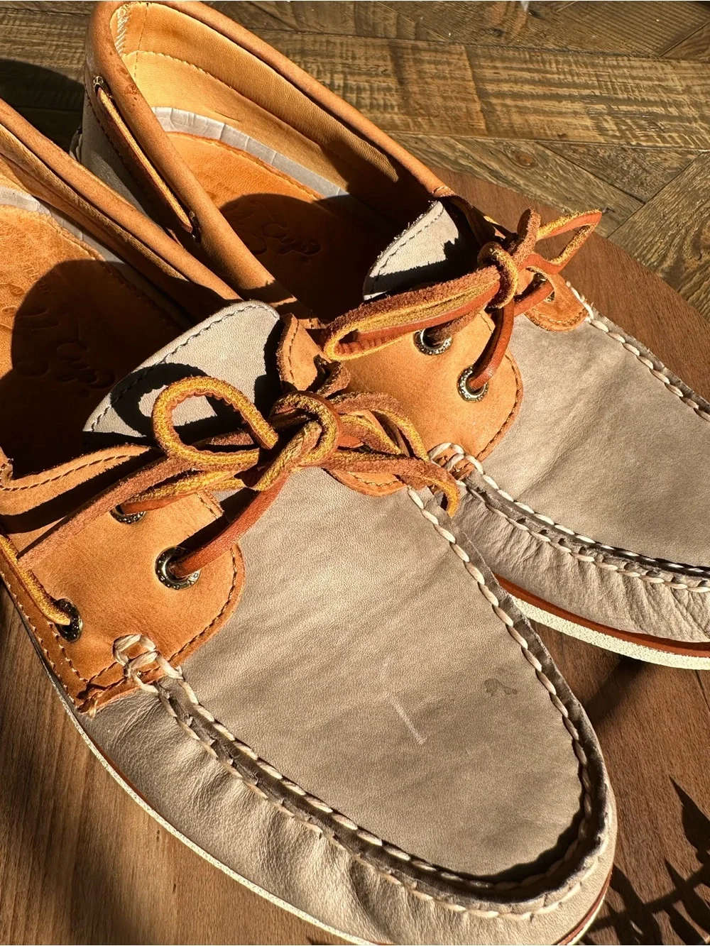 Mens Sperry Top-Sider GOLD CUP 2-Eye Boat Shoe, STS17942 Size 9.5 Steel/Tan READ